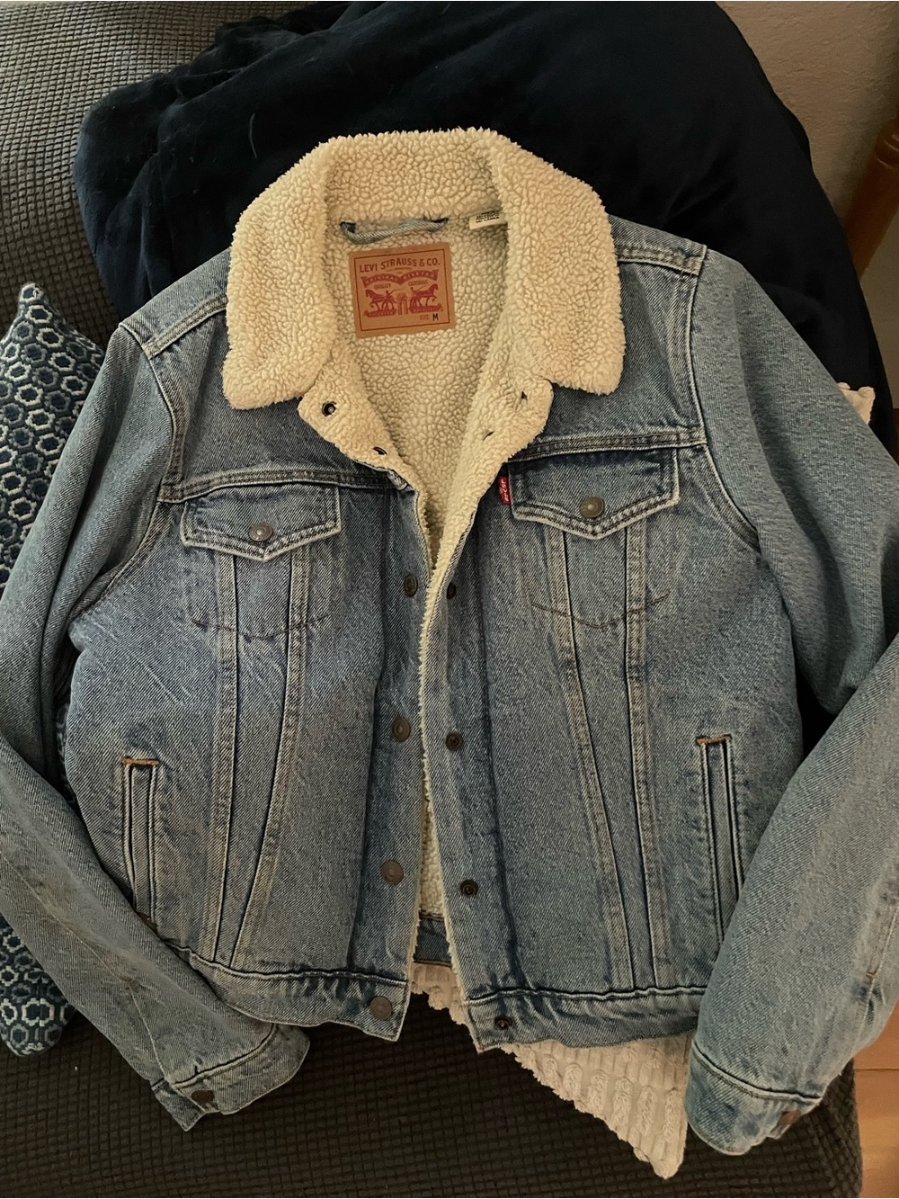 Levi's Blue Denim Sherpa-Lined Trucker Jacket